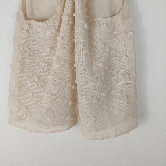 Entro Ivory Polka Dot Embellished Racerback Sleeveless Tank Top Blouse Size LRG. - Picture 11 of 12